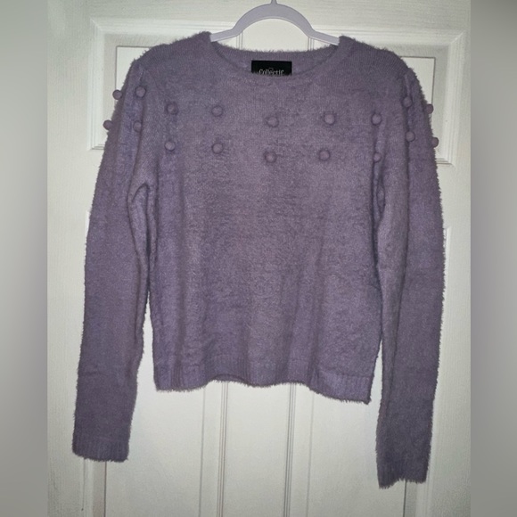 Collectif Barbara Purple Pom Pom Sweater - Picture 1 of 8